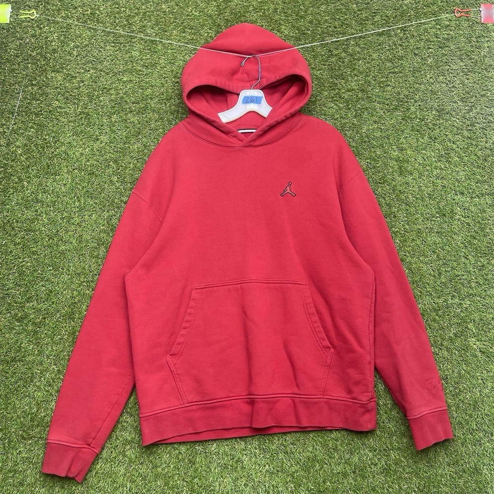 Nike Jordan Essentials Fleece Hoodie Mens Large Gym Red Sweatshirt DA9818-687